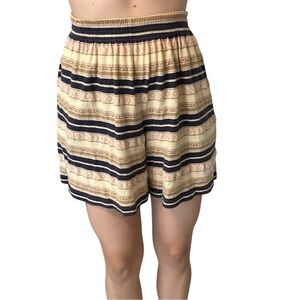 Vintage 80s Pull On Shorts Casual Striped Cotton Boho Beach Summer Size Small